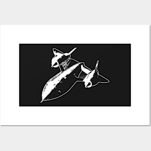 Lockheed SR-71 Blackbird - White Design Posters and Art